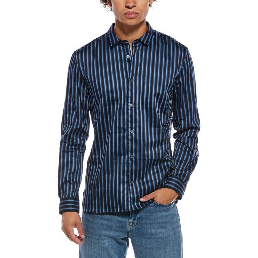 John Varvatos Mens  Ross Slim Fit Sport Shirt, Blue